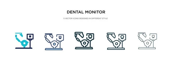 Ícone monitor dentário em ilustração vetor estilo diferente. dois —  Vetores de Stock