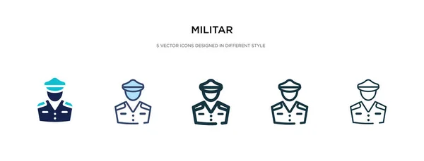 Militares Symbol in verschiedenen Stilvektorillustrationen. zweifarbig — Stockvektor