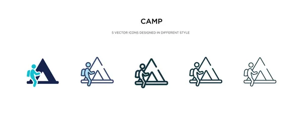 Camp-Symbol in verschiedenen Stilvektorillustrationen. zweifarbig ein — Stockvektor