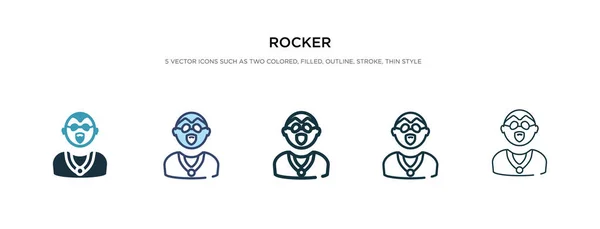 Icono de rocker en la ilustración de vectores de estilo diferente. dos colores — Vector de stock