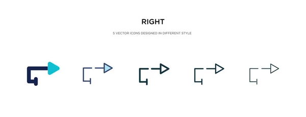 Icône droite dans l'illustration vectorielle de style différent. deux colorés a — Image vectorielle