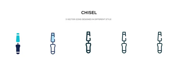 Cincel icono en la ilustración de vectores de estilo diferente. dos colores — Vector de stock