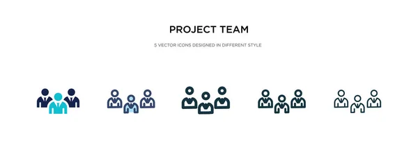 Icona del team di progetto in diverse illustrazioni vettoriali di stile. due co — Vettoriale Stock