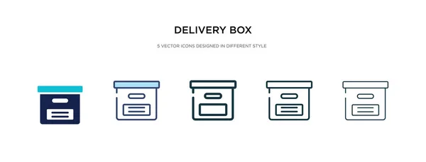 Ikon kotak pengiriman dalam gambar vektor gaya yang berbeda. dua co - Stok Vektor