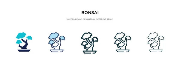 Bonsai simgesi farklı bir stil vektör illüstrasyonunda. iki renkli — Stok Vektör