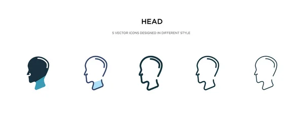 Icono de la cabeza en la ilustración de vectores de estilo diferente. dos de color un — Vector de stock