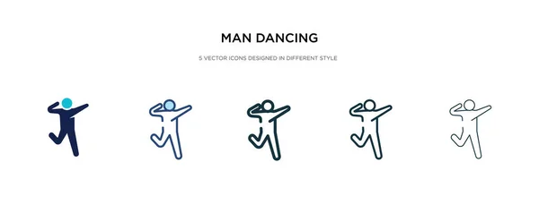 Hombre icono de baile en la ilustración de vectores de estilo diferente. dos col — Vector de stock