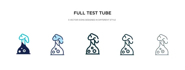 Icono de tubo de prueba completo en la ilustración de vectores de estilo diferente. Dos. — Vector de stock