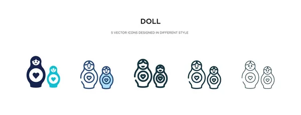 Muñeca icono en la ilustración de vectores de estilo diferente. dos de color un — Vector de stock