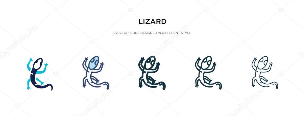 lizard icon in different style vector illustration. two colored 