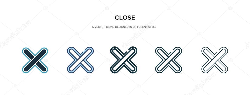 close icon in different style vector illustration. two colored a