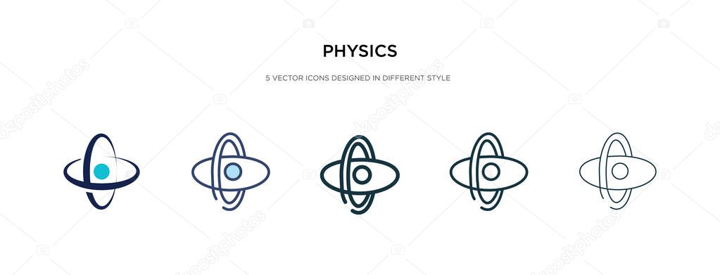 Physics icon in different style vector illustration. two colored and black physics vector icons designed in filled, outline, line and stroke style can be used for web, mobile, ui