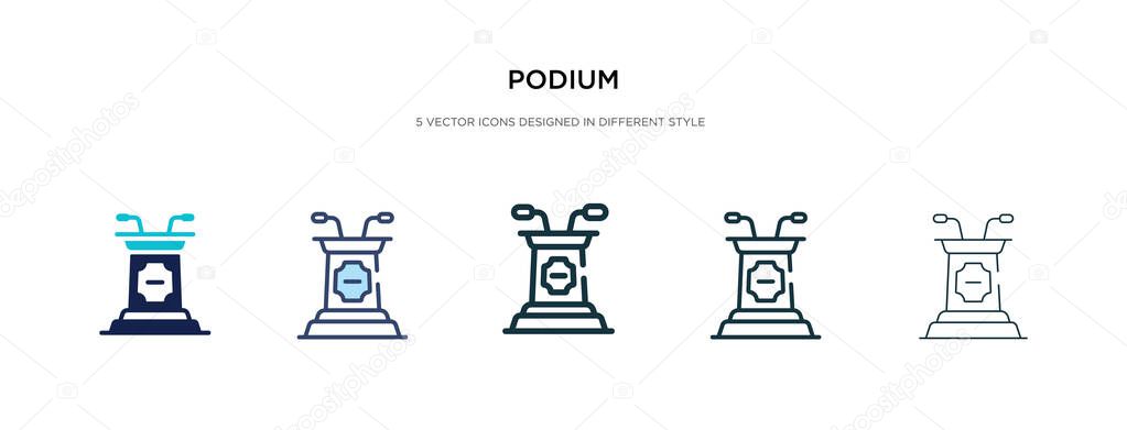 podium icon in different style vector illustration. two colored 