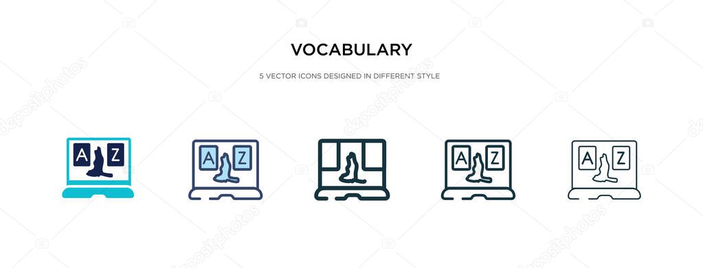 vocabulary icon in different style vector illustration. two colo