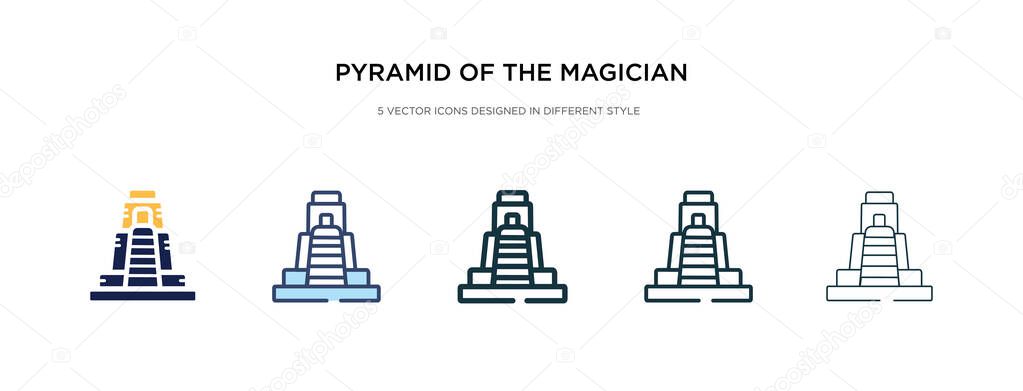 pyramid of the magician icon in different style vector illustrat
