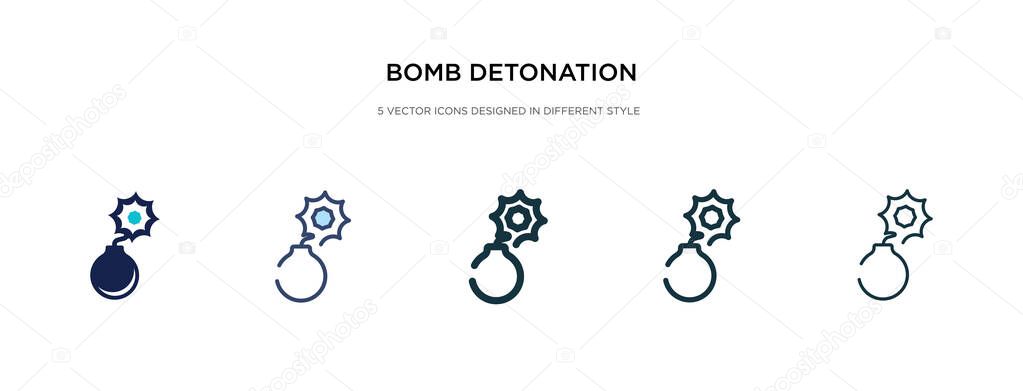 bomb detonation icon in different style vector illustration. two