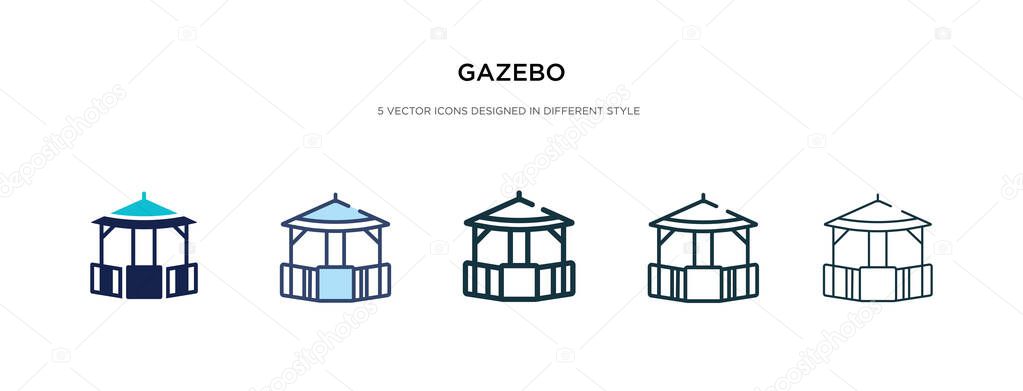 gazebo icon in different style vector illustration. two colored 