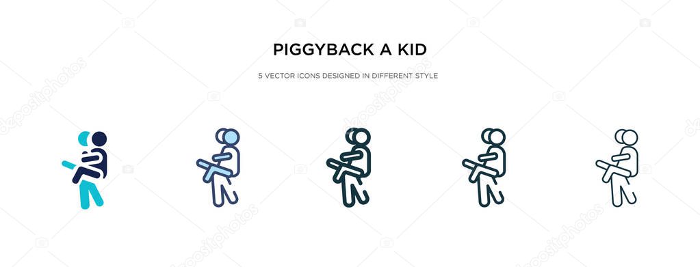 Piggyback a kid icon in different style vector illustration. two Stock Vector