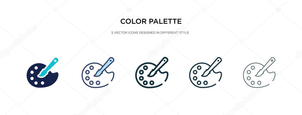 Color palette icon in different style vector illustration. two colored and black color palette vector icons designed in filled, outline, line and stroke style can be used for web, mobile, ui