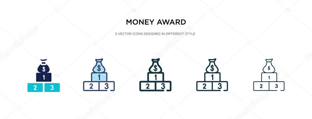 money award icon in different style vector illustration. two col