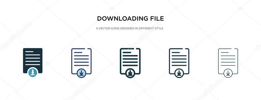 downloading file icon in different style vector illustration. tw
