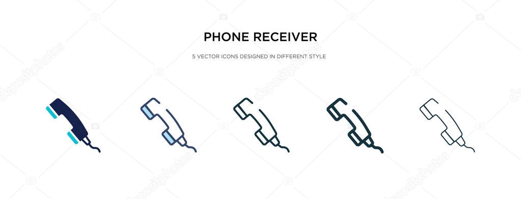 phone receiver icon in different style vector illustration. two 
