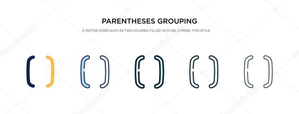 parentheses grouping icon in different style vector illustration