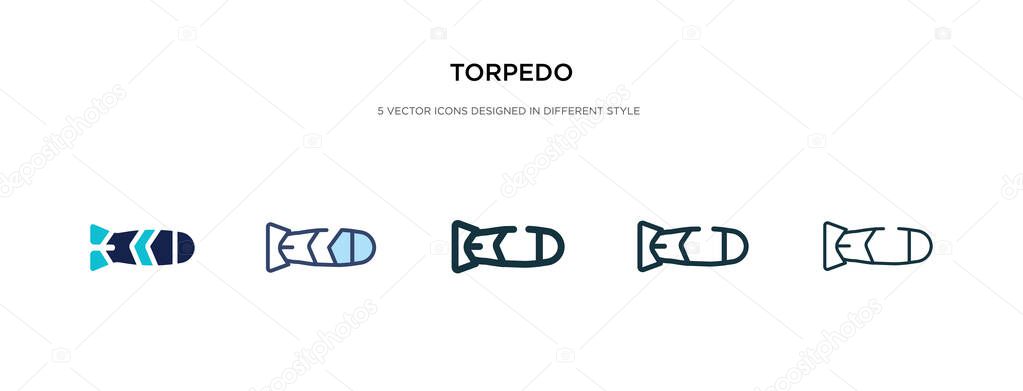 torpedo icon in different style vector illustration. two colored