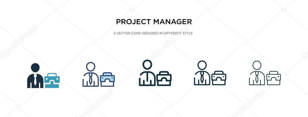 project manager icon in different style vector illustration. two