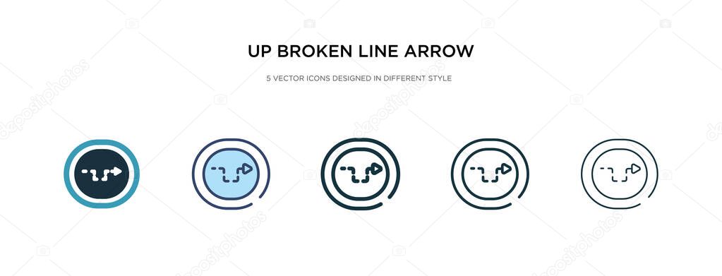 up broken line arrow icon in different style vector illustration