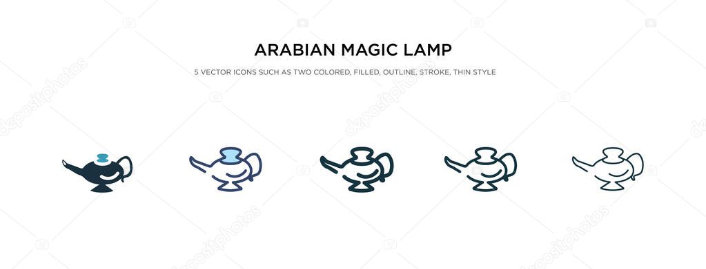 arabian magic lamp icon in different style vector illustration. 
