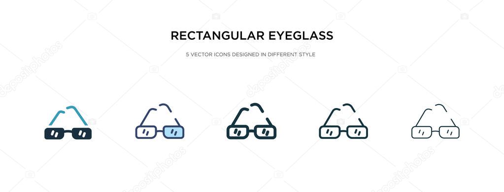 Rectangular Eyeglass Frame Icon In Different Style Vector Illustration Two Colored And Black Rectangular Eyeglass Frame Vector Icons Designed In Filled Outline Line And Stroke Style Can Be Used Premium Vector
