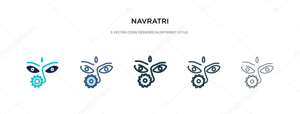 navratri icon in different style vector illustration. two colore
