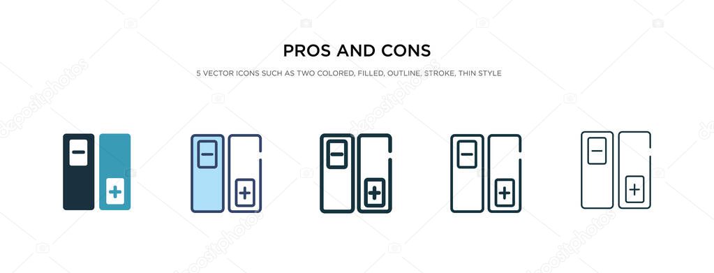 Pros and cons icon in different style vector illustration. two c — Stock Illustration Pros and cons icon in different style vector illustration. two c Stock Illustration