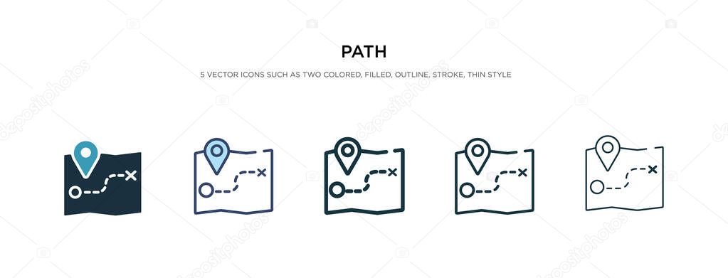 path icon in different style vector illustration. two colored an