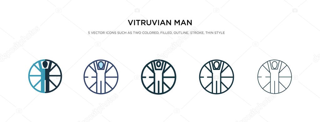 vitruvian man icon in different style vector illustration. two c