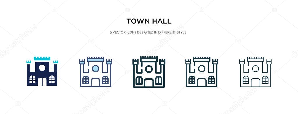 town hall icon in different style vector illustration. two color