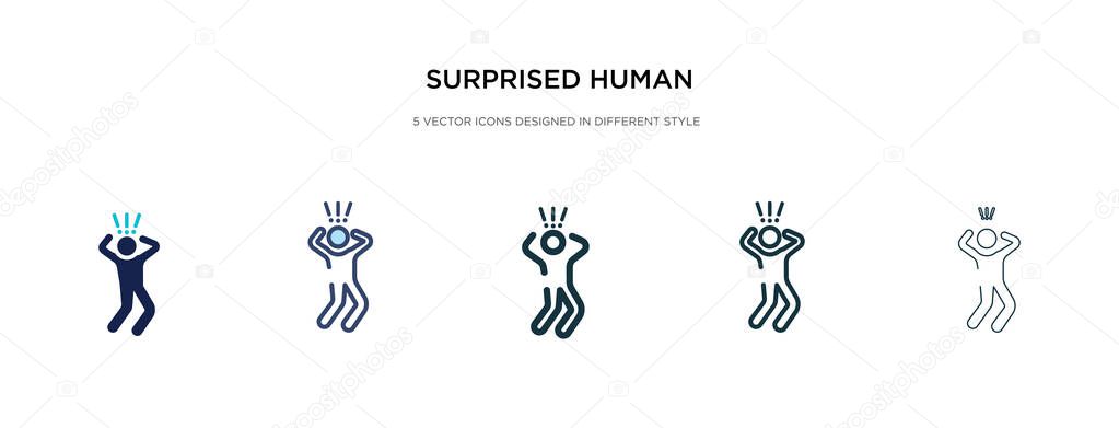 surprised human icon in different style vector illustration. two