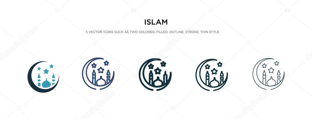 islam icon in different style vector illustration. two colored a