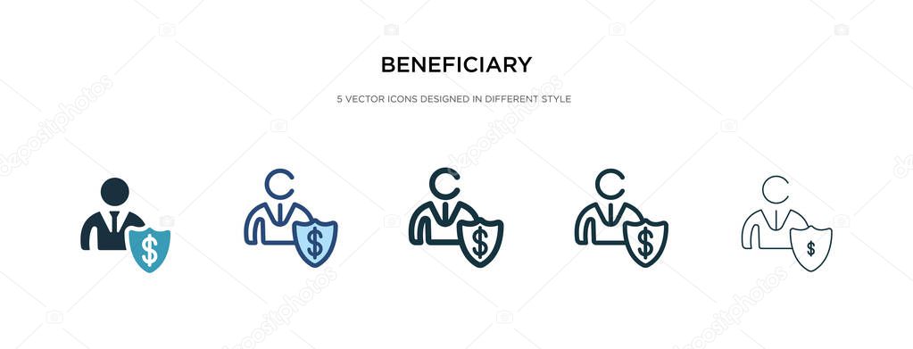 beneficiary icon in different style vector illustration. two col
