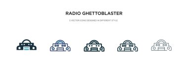radyo ghettoblaster simgesi farklı biçim vektör çizimi.