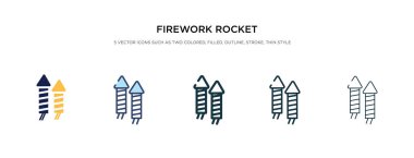Havai fişek roketi ikonu, farklı stil vektör illüstrasyonu. iki