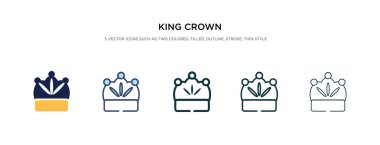 farklı stil vektör çiziminde kral taç simgesi. iki colo