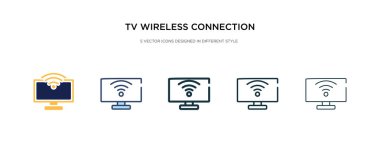 TV kablosuz bağlantı simgesi farklı biçim vektörü illüstrati