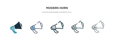 Farklı stil vektör illüstrasyonunda modern boynuz simgesi. iki kol