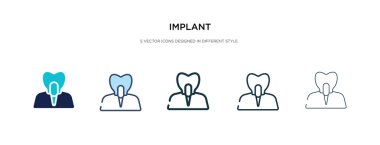 Farklı stil vektör illüstrasyonunda implant simgesi. iki renkli