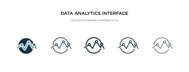 data analytics interface of connected circles icon in different 
