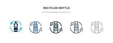 Geri dönüştürülmüş şişe simgesi farklı bir stil vektör çizimi. iki