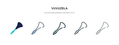 Vuvuzela simgesi farklı bir biçim vektör illüstrasyonunda. iki renk