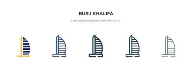 Burj khalifa simgesi farklı biçim vektör illüstrasyonunda. iki ortak